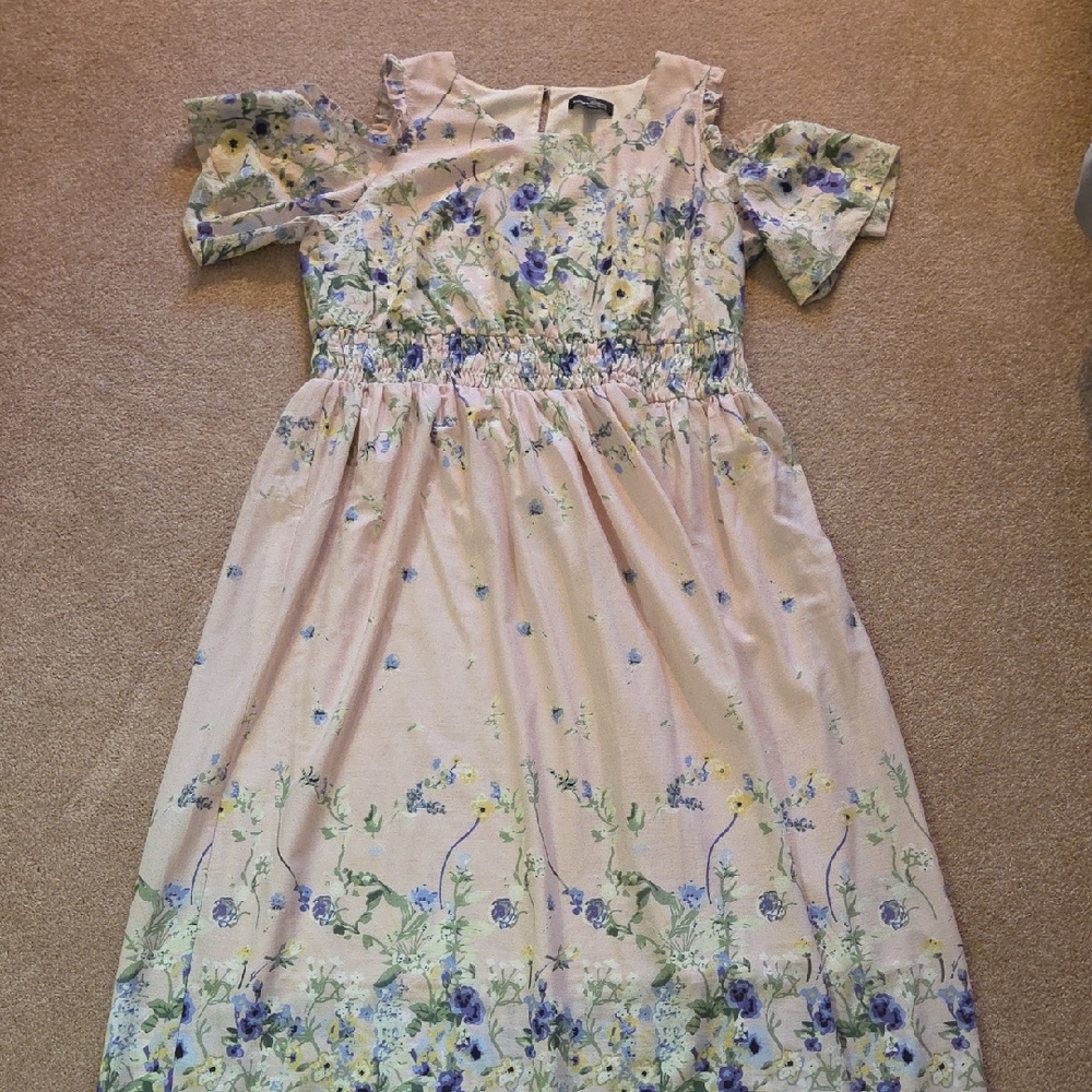 Suzanne Betro Pink Floral Cold-Shoulder Wedding Dress